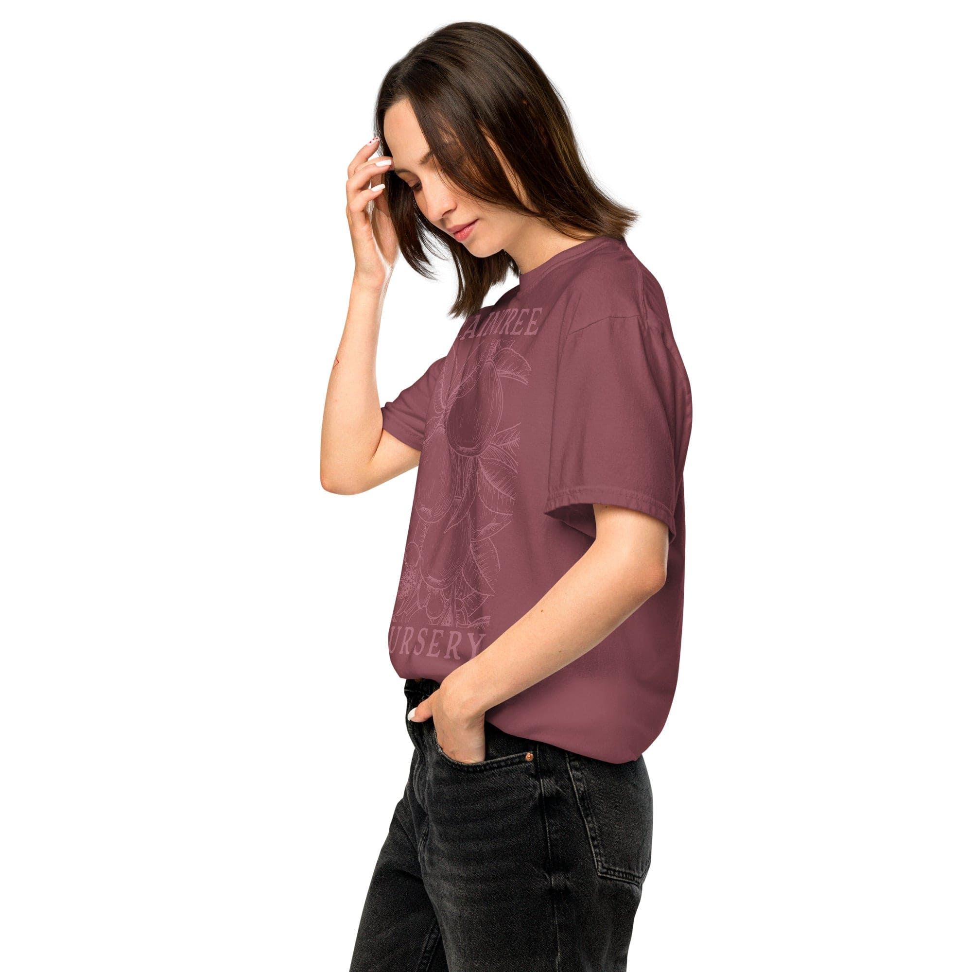 Apple Print Unisex T-Shirt in Mauve - Image 3